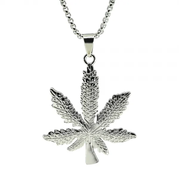 Collier Feuille de Cannabis Argenté