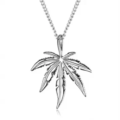 Collier Feuille de Cannabis Argent