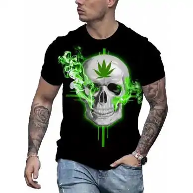 T-shirt white Skull weed