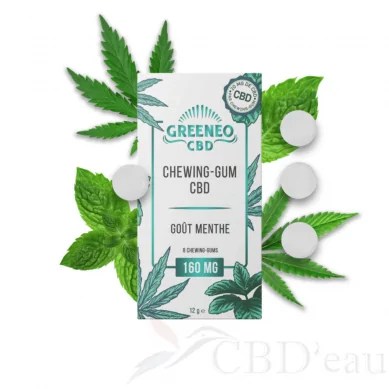 Chewing-gum 20mg de CBD goût Menthe Greeneo